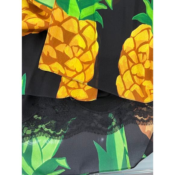 Dolce & Gabbana Runway Pineapple Wrap Silk Mini Dress Multicolor IT 42 M - Picture 12 of 13